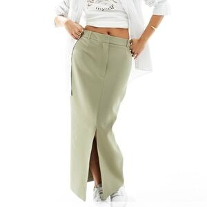 River Island PETITE Split Pencil Skirt (Khaki)